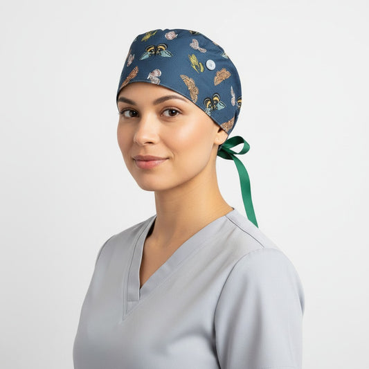 Butterflies Ponytail Scrub Cap