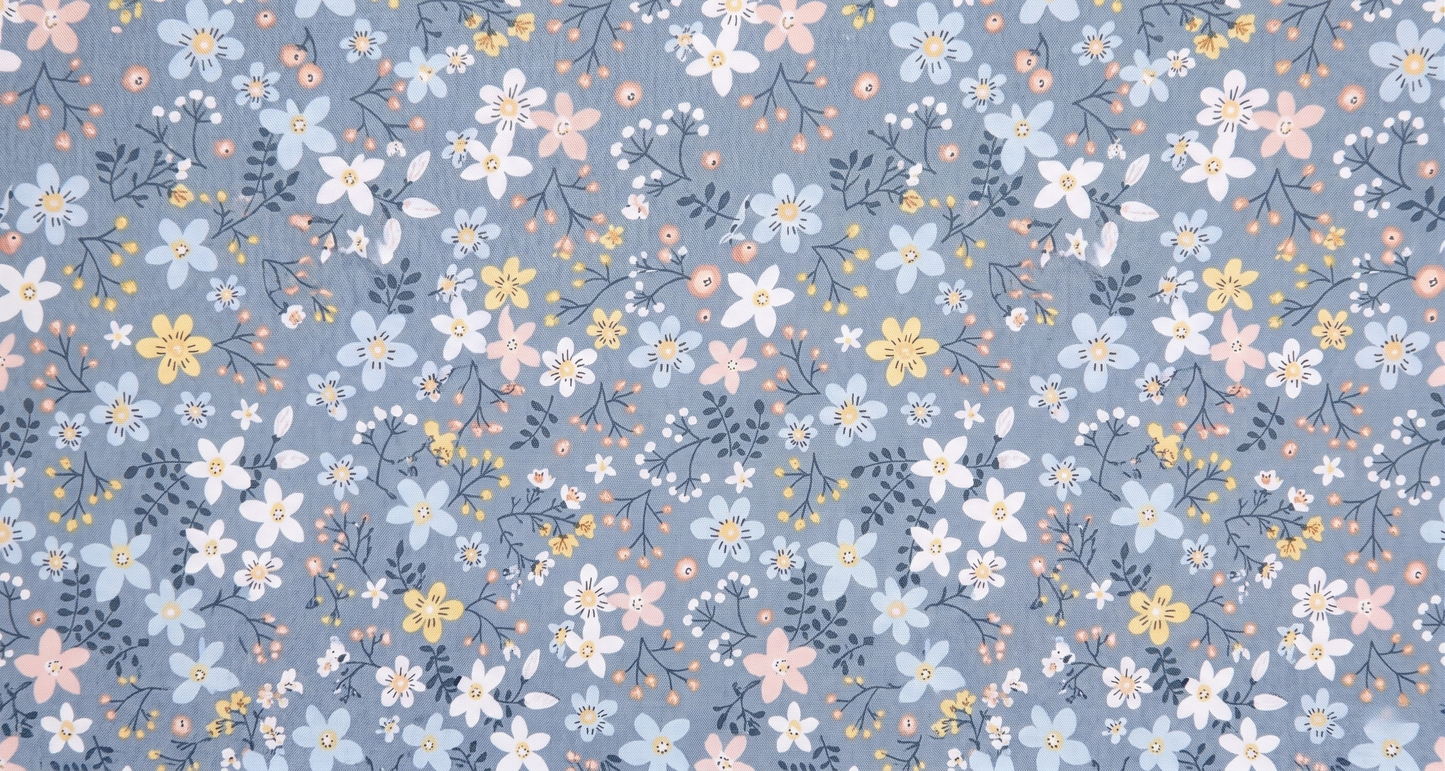 Blue Flowers Ponytail Scrub Cap