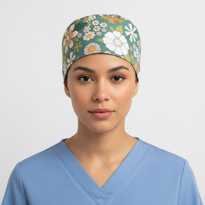 Ocean Garden Ponytail Scrub Cap