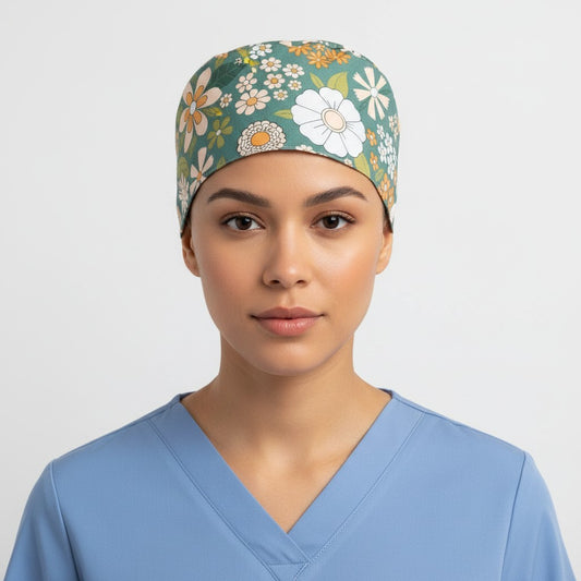 Ocean Garden Ponytail Scrub Cap