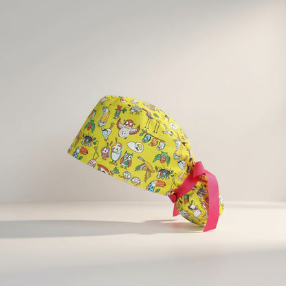 Sunny Birds Ponytail Scrub Cap