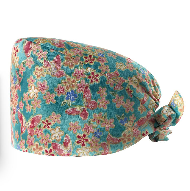 Teal Garden Scrub Cap