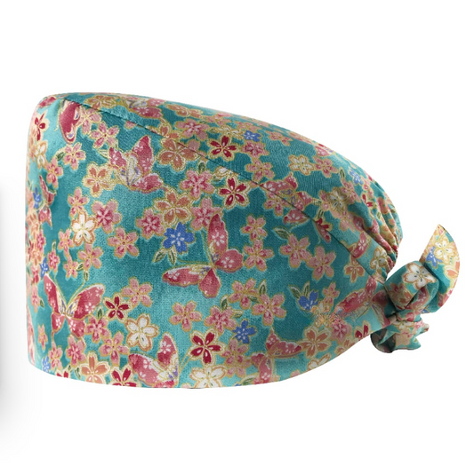 Teal Garden Scrub Cap