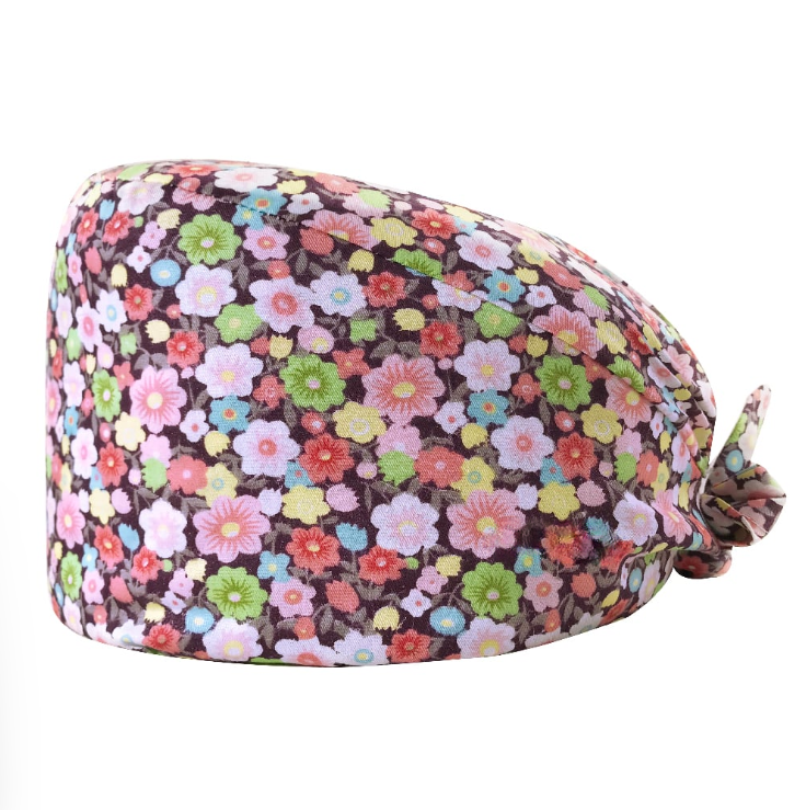 Burgundy Bloom Scrub Cap