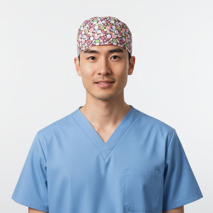 Burgundy Bloom Scrub Cap