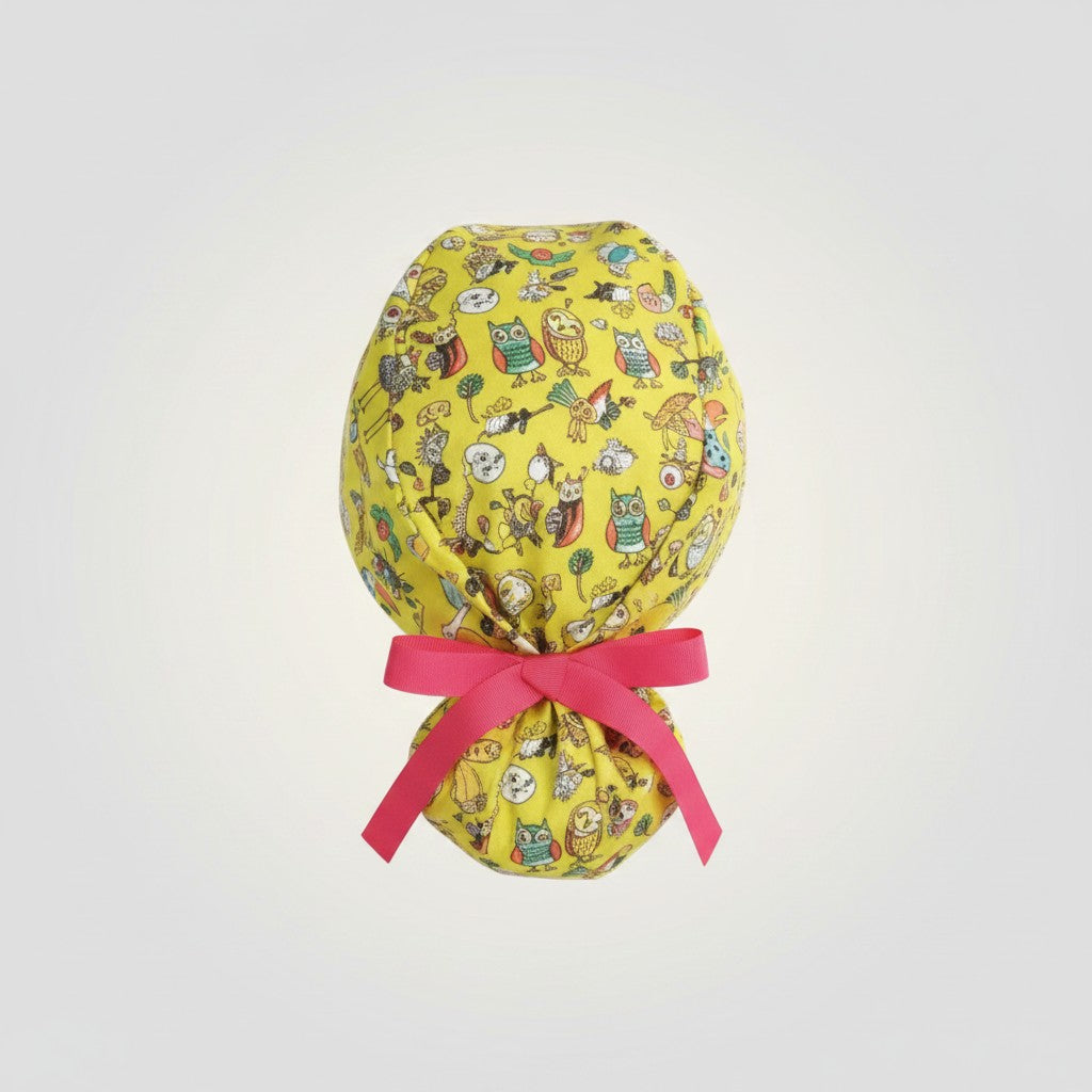 Sunny Birds Ponytail Scrub Cap