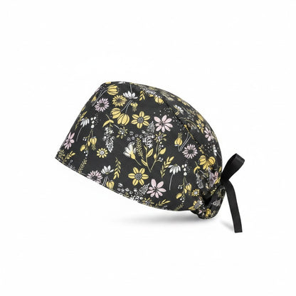Black Garden Ponytail Scrub Cap