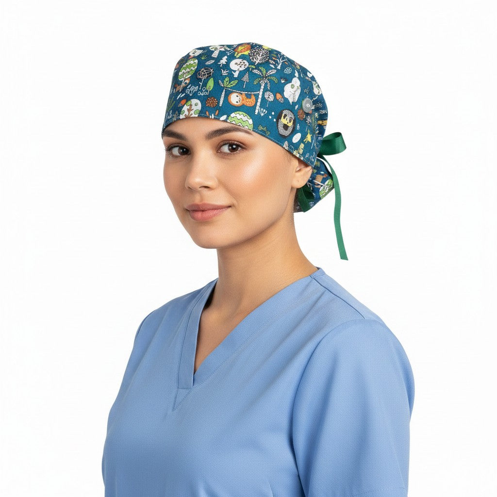 Tropical Forest Ponytail Scrub Cap