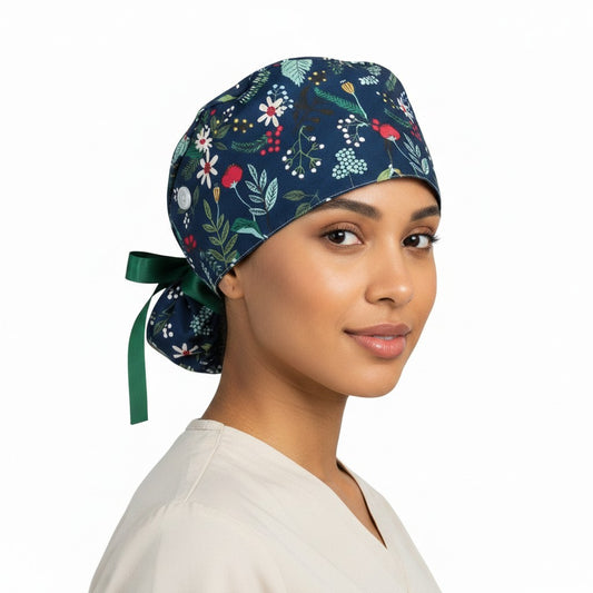 Spring Ponytail Scrub Cap