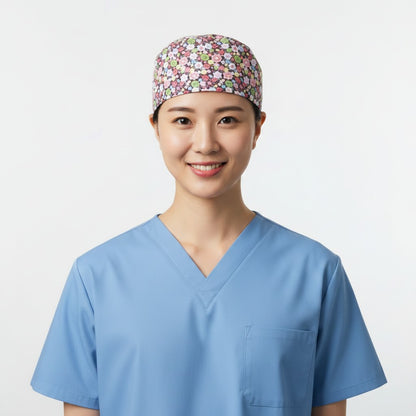 Burgundy Bloom Scrub Cap