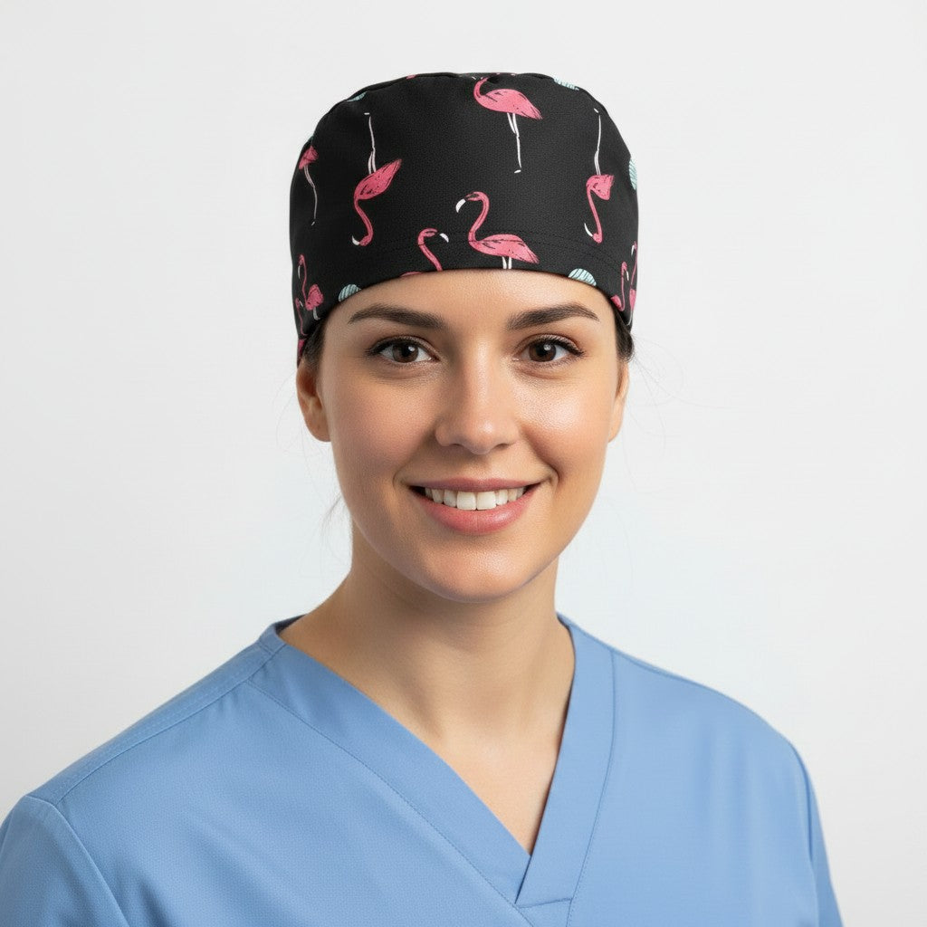 Moonlight Flamingo Scrub Cap