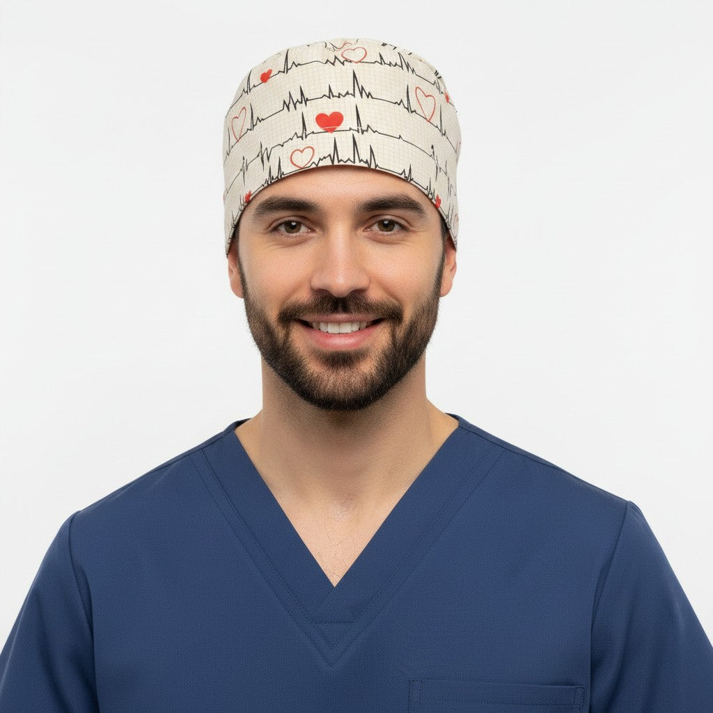Heart Pulse Scrub Cap
