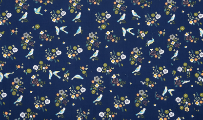 Navy Birds Ponytail Scrub Cap