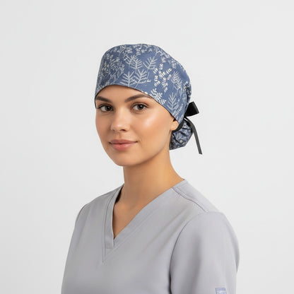 Blue Wheat Ponytail Scrub Cap