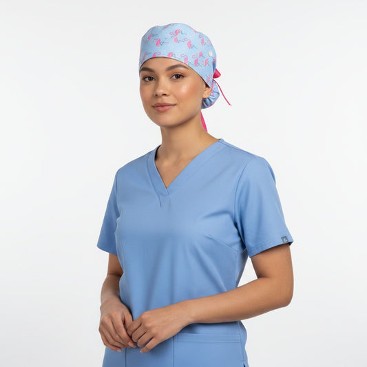 Flamingo Ponytail Scrub Cap