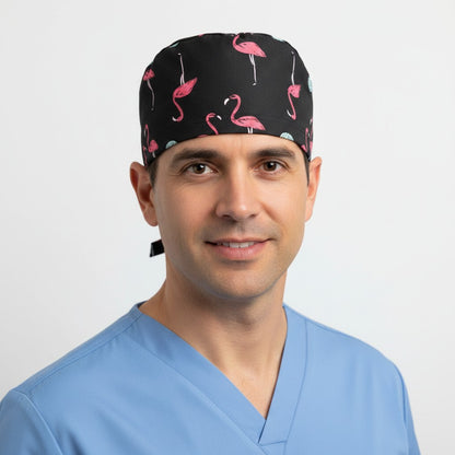 Moonlight Flamingo Scrub Cap